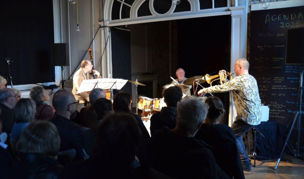 Yoni Zelnik, Olivier Le Goas, Médéric Collignon concert à la villa Rohannec'h, 7 mai 2025 © villa Rohannec'h
